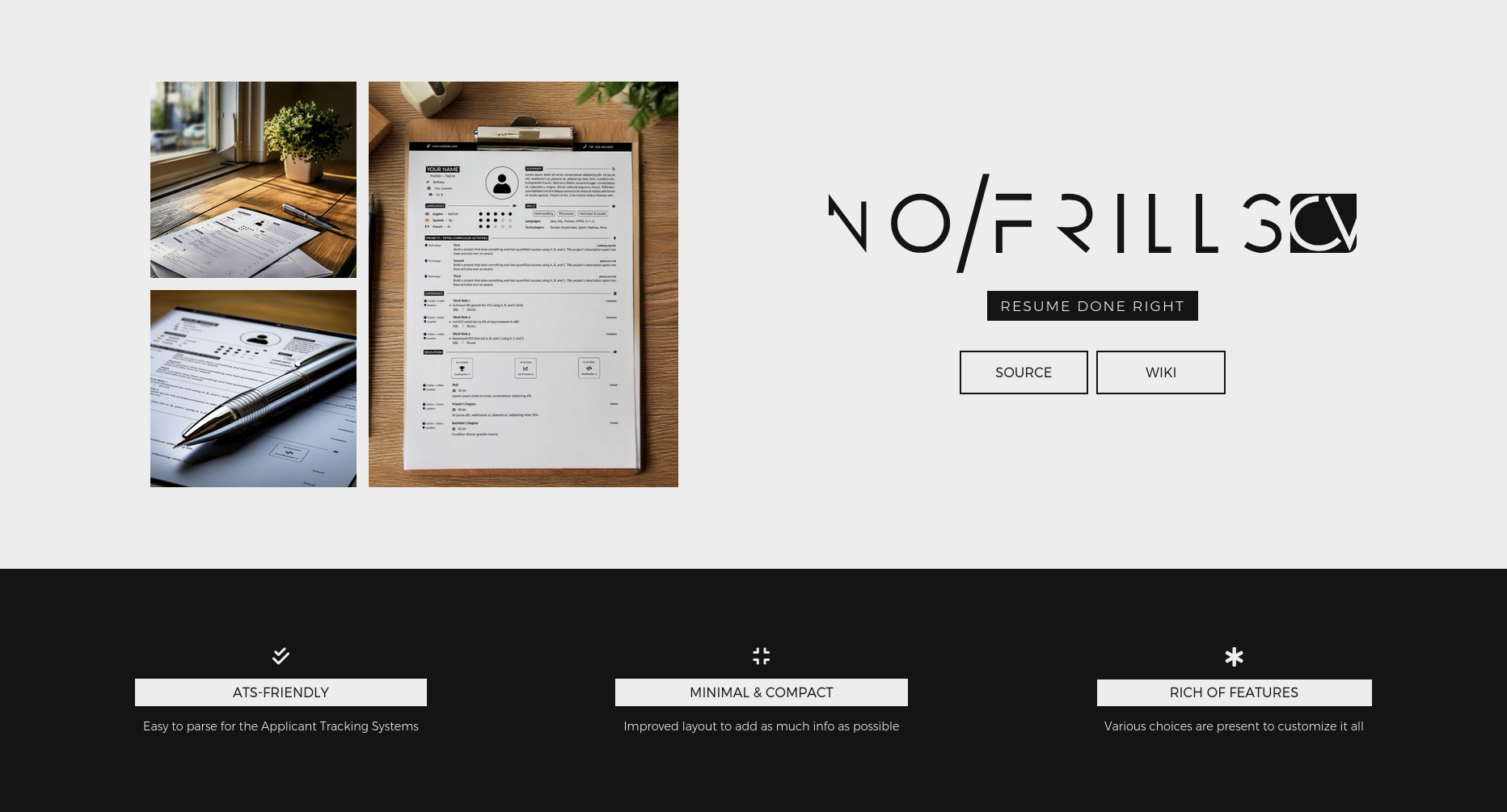 Screenshot or preview of NoFrillsCV